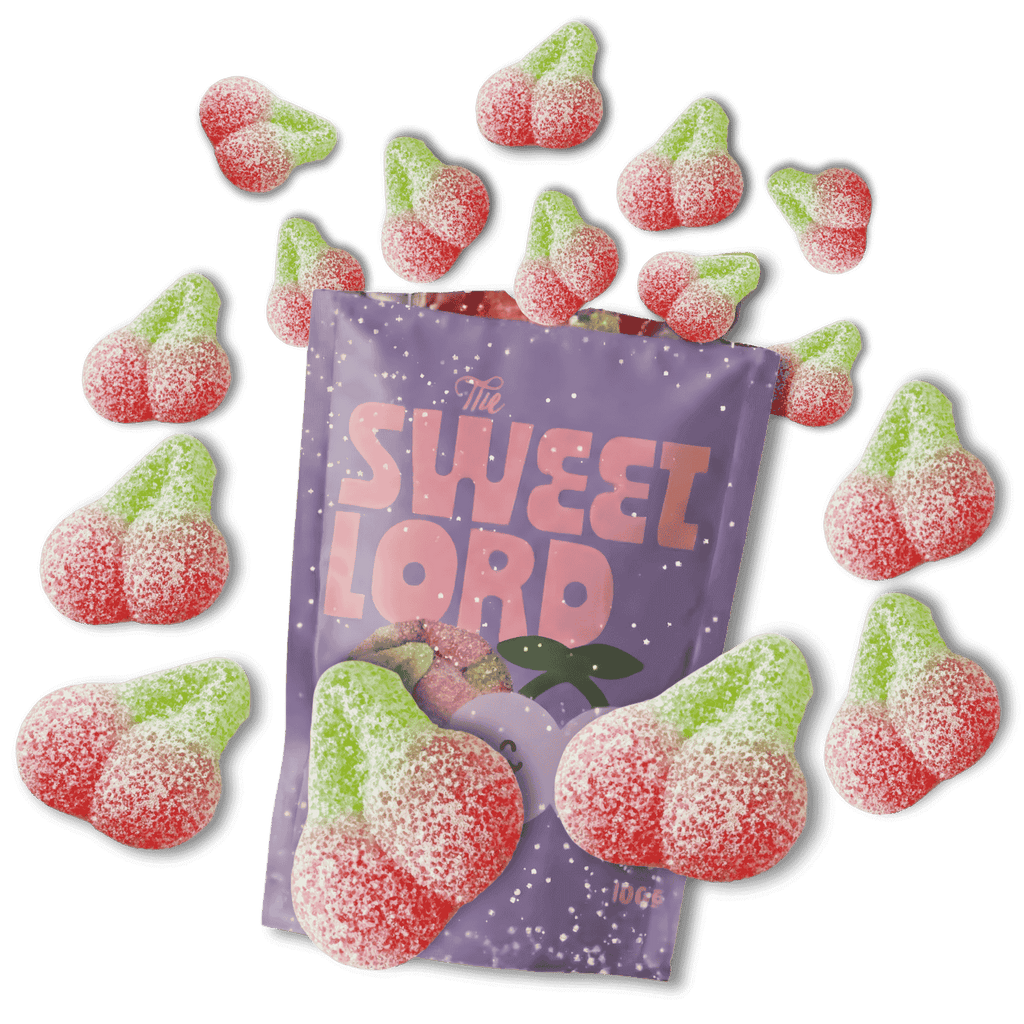 Gominolas de cereza Fizzy Cherry con azúcar, 100g The Sweet Lord, veganas y sin gluten