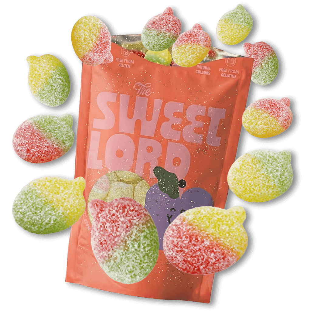 Gominolas de manzana Fizzy Apple azucarada, 100g The Sweet Lord, veganas y sin gluten