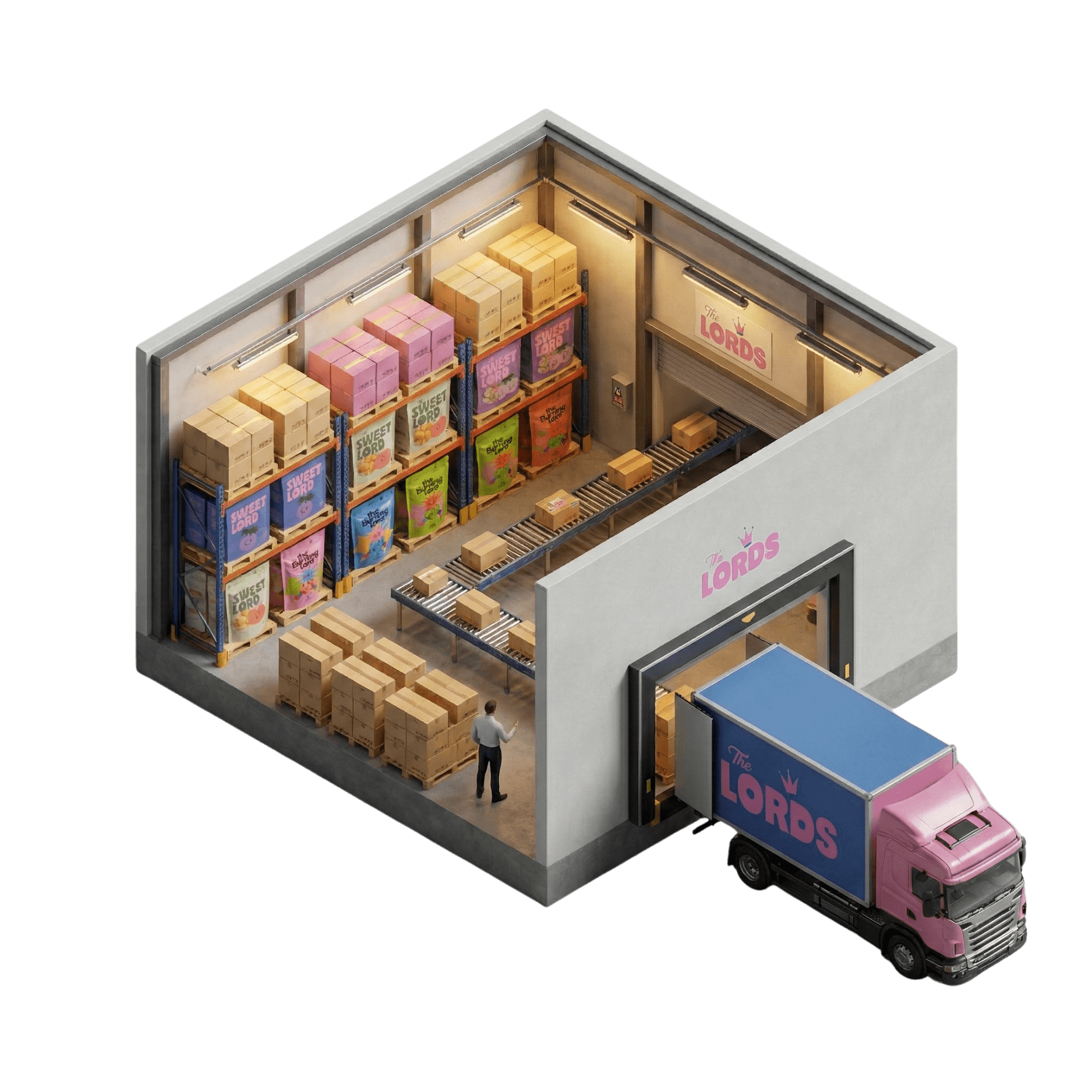 Centro de logística y distribución de gominolas al por mayor con envío de pedidos The Lords.