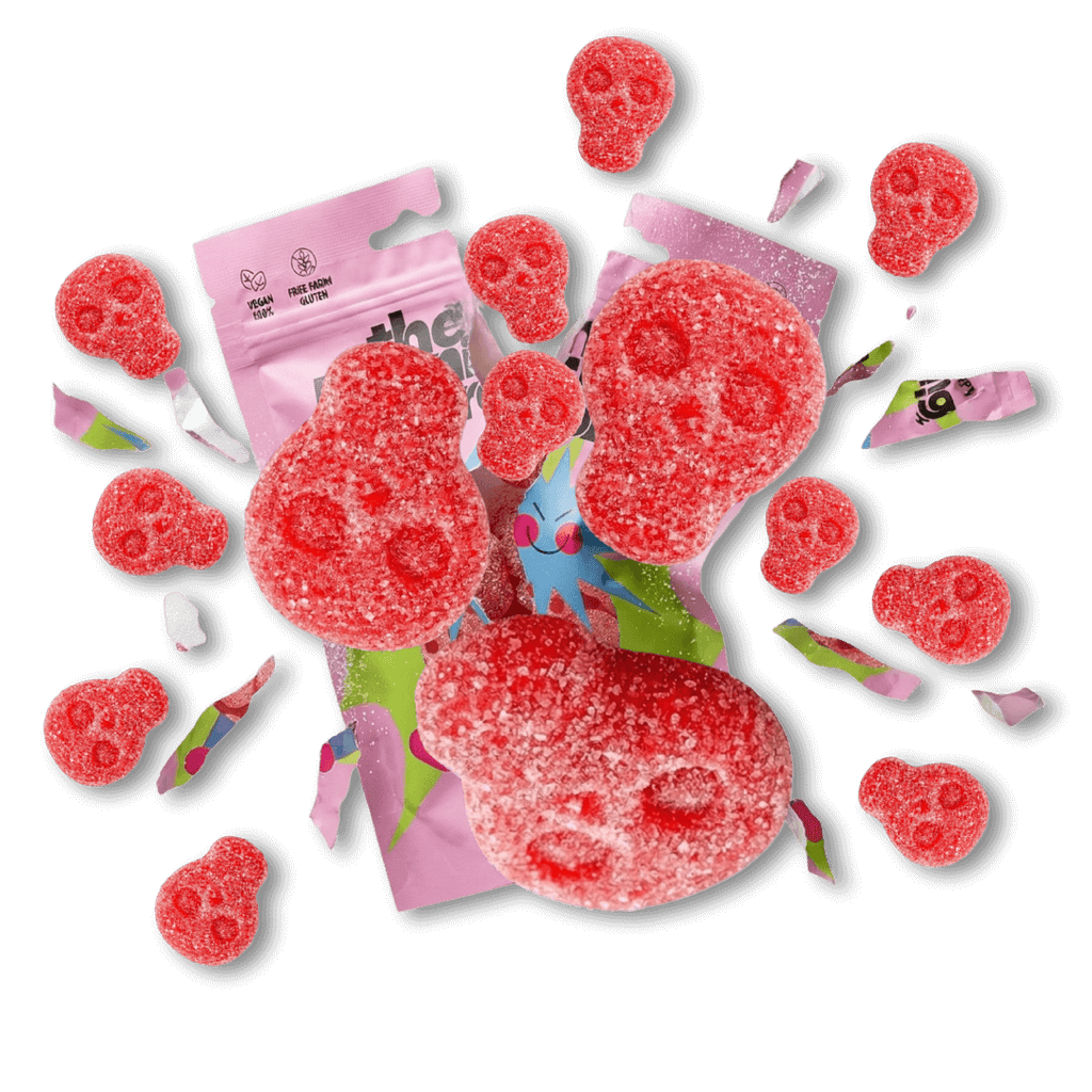 Gominolas ácidas de fresa Strawberry Sour, 100g The Burning Lord, veganas, sin gelatina ni gluten