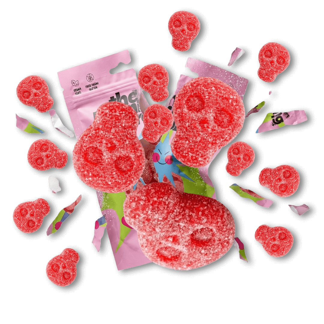Gominolas ácidas de fresa Strawberry Sour, 100g The Burning Lord, veganas, sin gelatina ni gluten