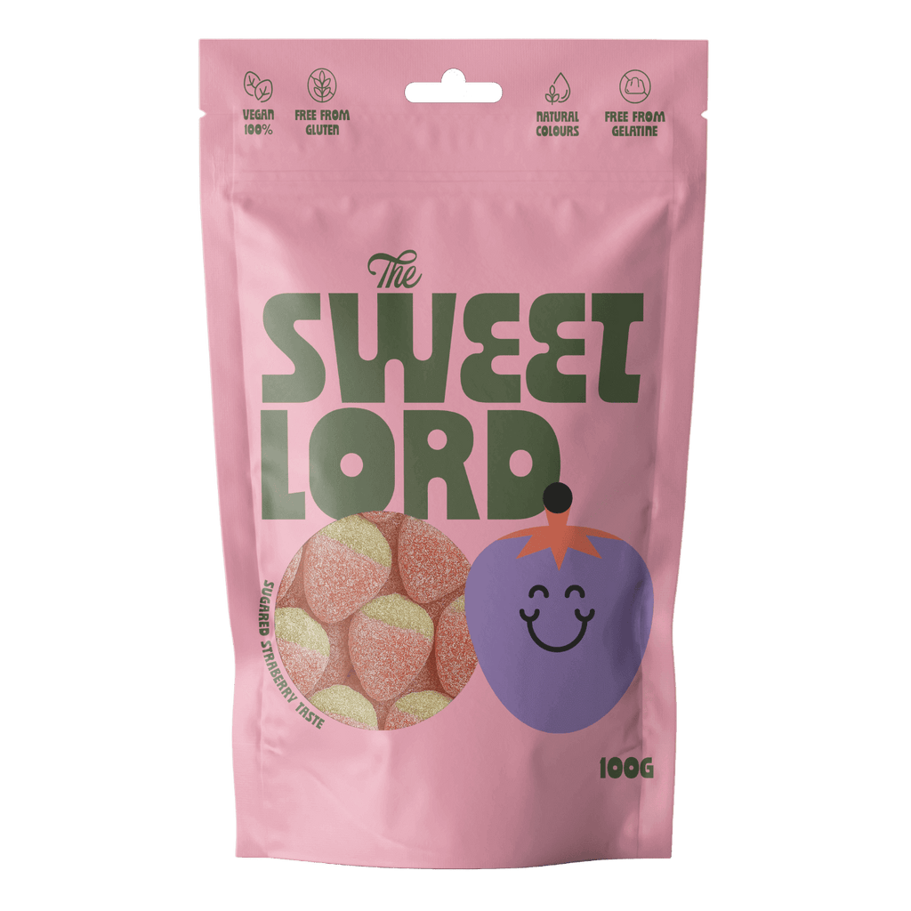 Bolsa de gominolas Sugared Strawberry 100g de The Sweet Lord, chuches de fresa azucarada veganas y sin gluten